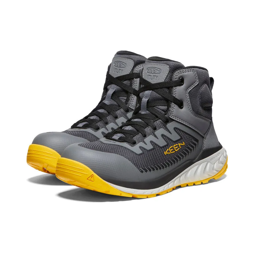 Sleek Comfort Stretchable Fabric Men's Arvada Mid Work Sneaker (Carbon Toe)  |  Black/Keen Yellow
