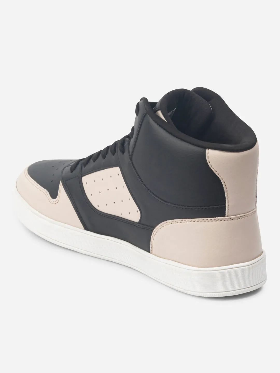 Men's Black Beige Ankle Top Lace Up Sneakers (IX6014) Lightweight Walk