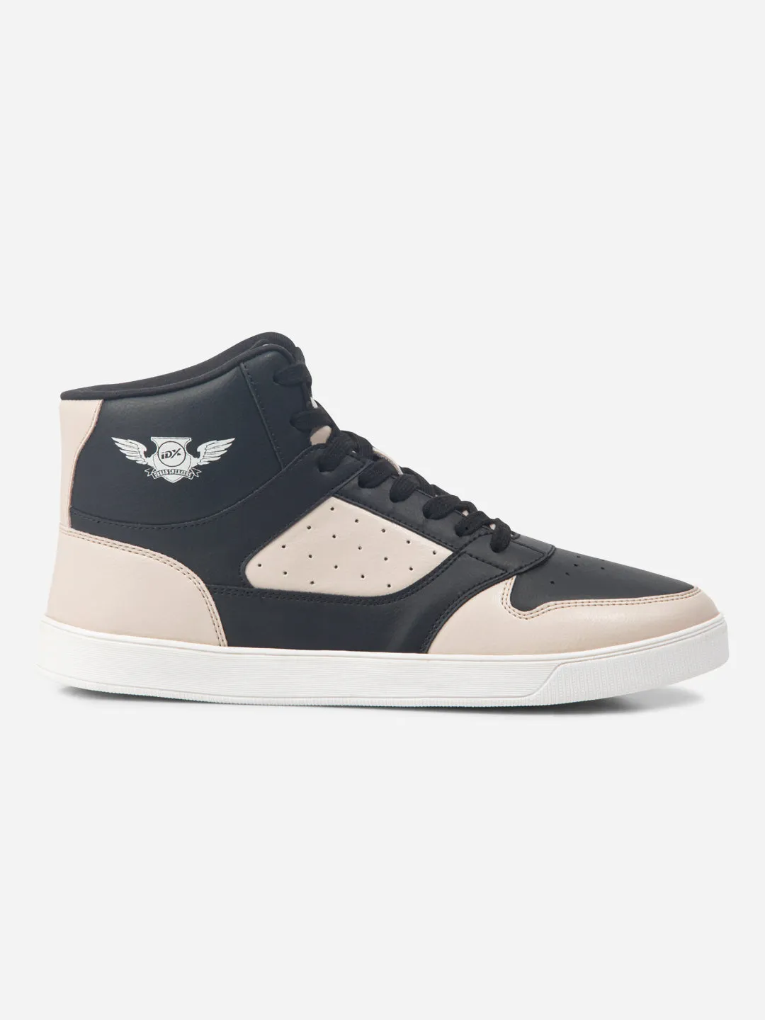 Men's Black Beige Ankle Top Lace Up Sneakers (IX6014) Urban Daily orthopedic insole