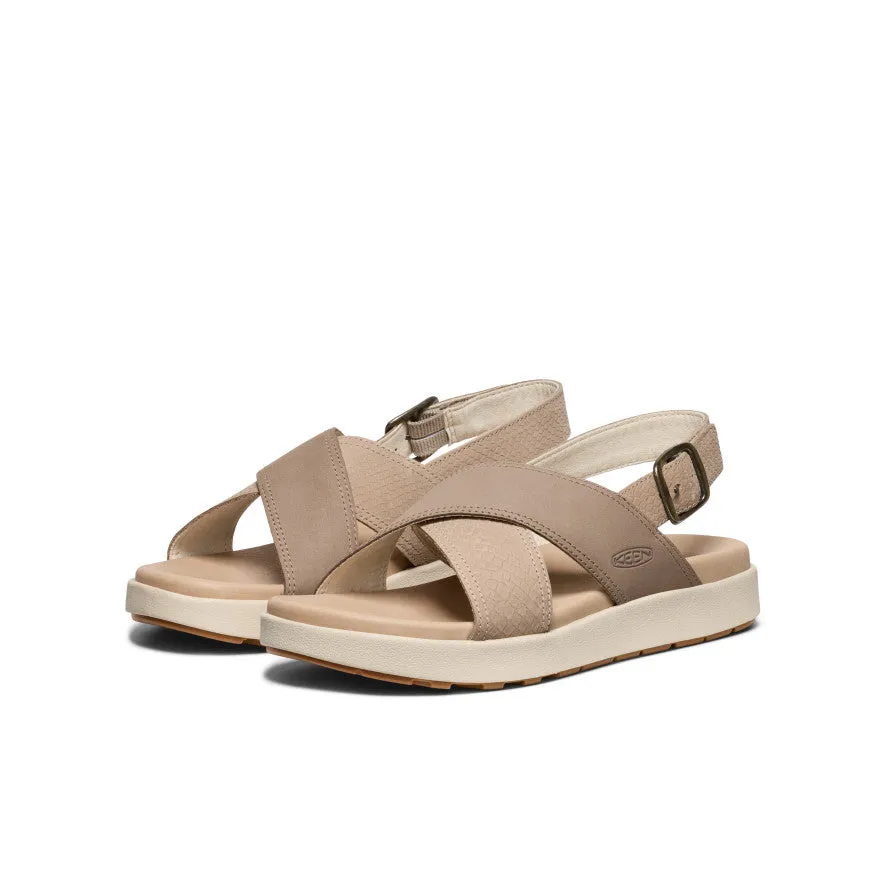 Women's Elle Luxe Cross Strap Sandal  |  Plaza Taupe/Brindle Responsive foam Indoor Training