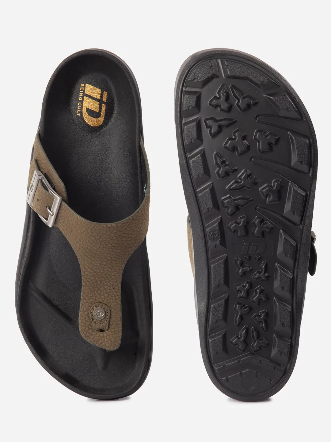 Men's Olive Thong Sandal (ID4272) Padded Comfort Wellness Seekers