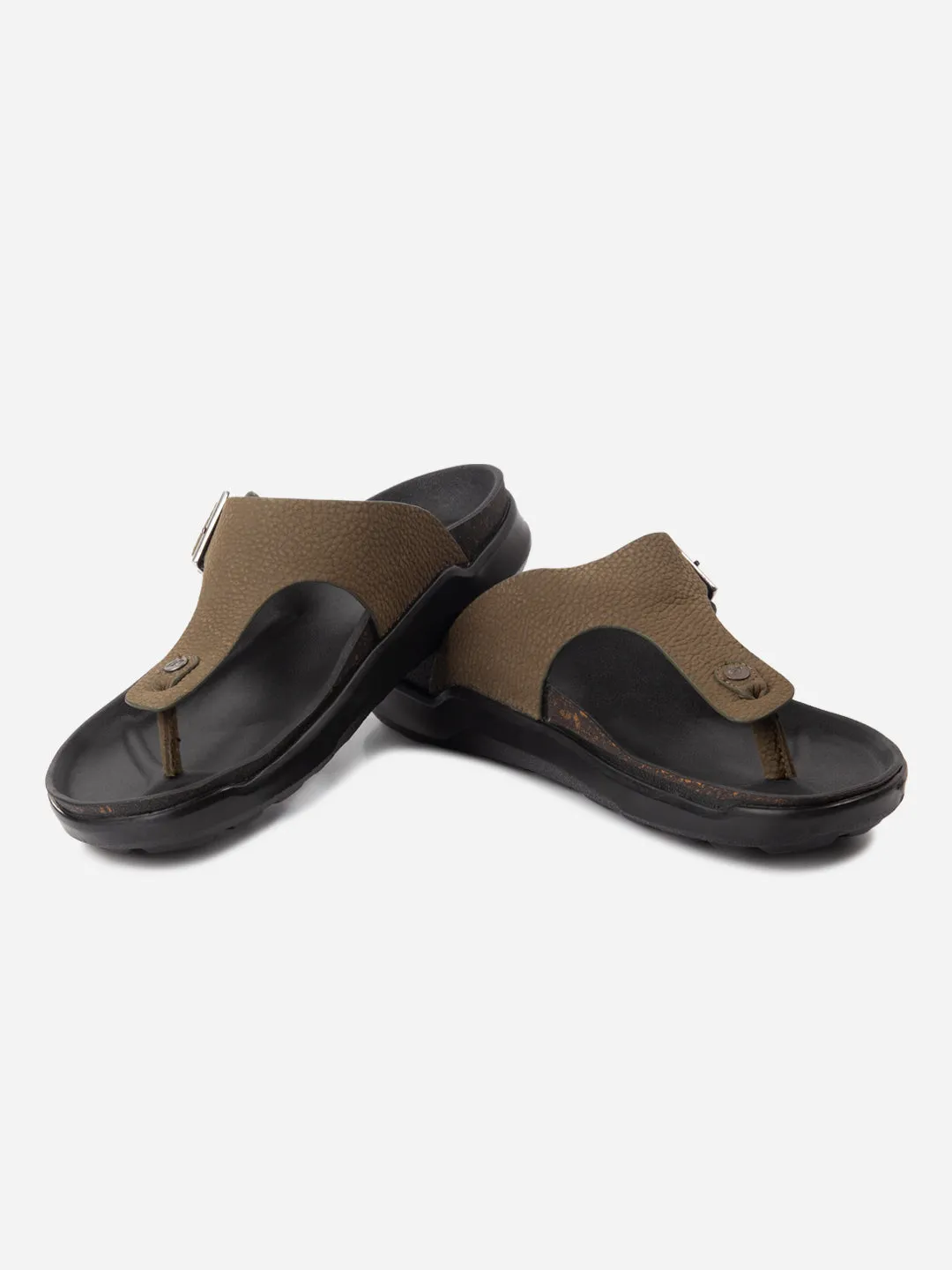 Men's Olive Thong Sandal (ID4272) Breathable Material