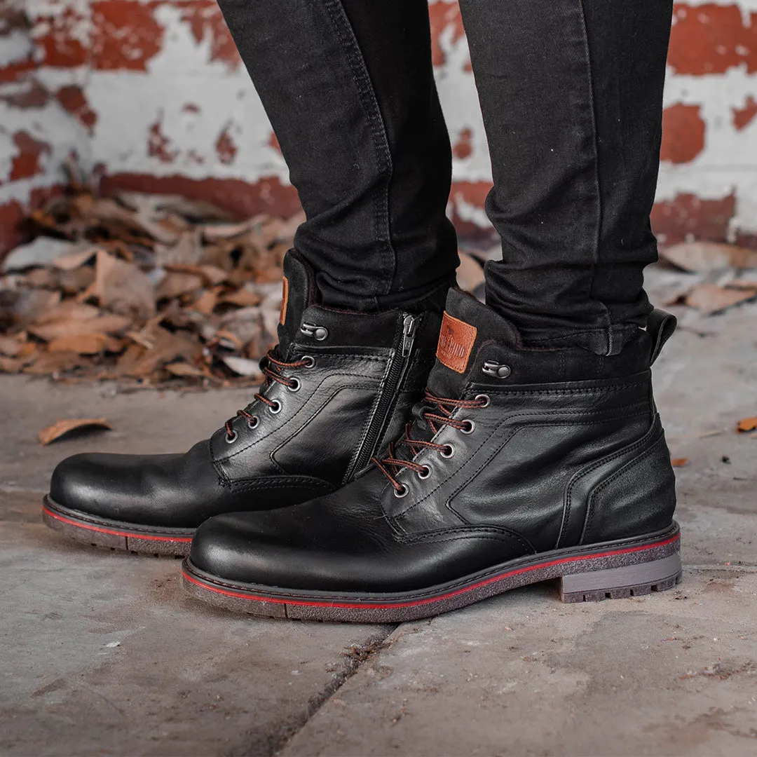 Redback Lace Up Boots Black easy to remove