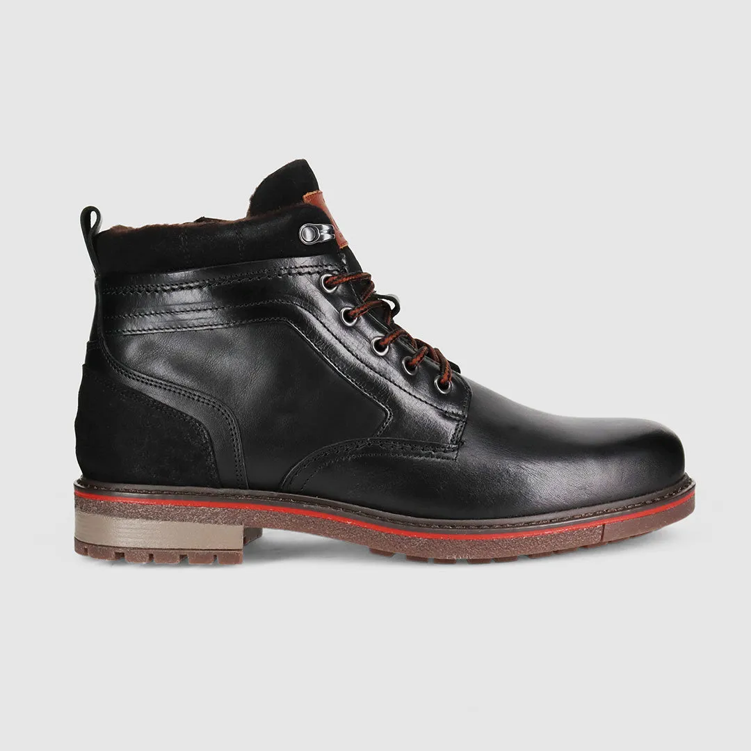 Redback Lace Up Boots Black Slip-On Style