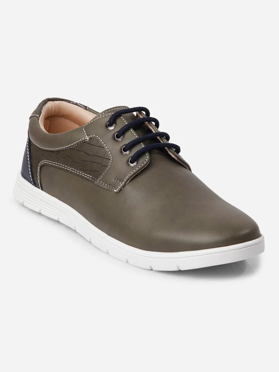 Men's Olive Regular Toe Lace Up Casual (IX2153) Trail Ease