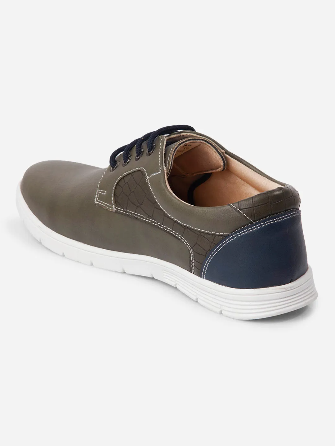 Men's Olive Regular Toe Lace Up Casual (IX2153) Fast Go Arch Support Standing Workers