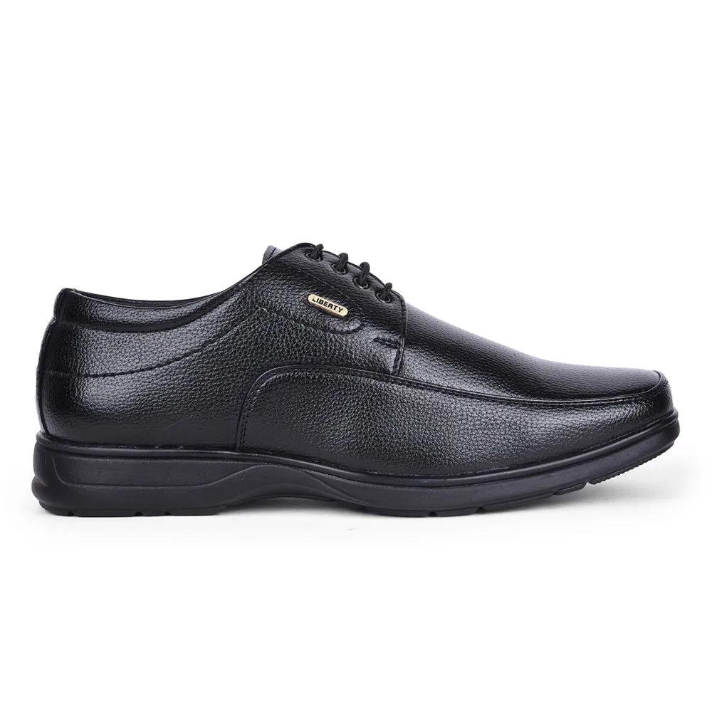 Fortune Black Formal Lacing Derby Shoes For Men HOL-131E By Liberty Aniline Finish Fashion Gala