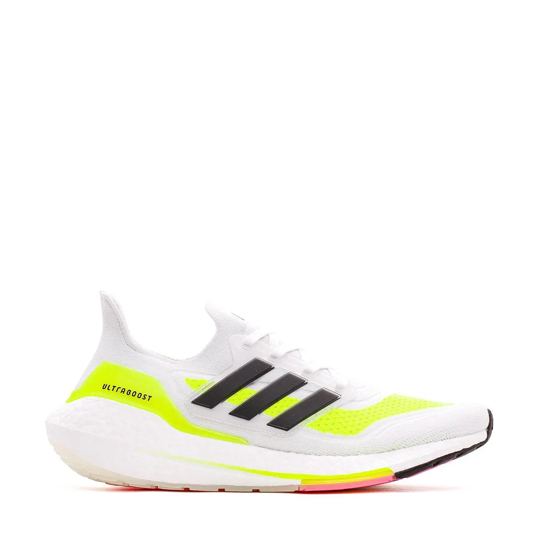 Adidas Running Women Ultraboost 21 White Black Yellow FY0401 Functional
