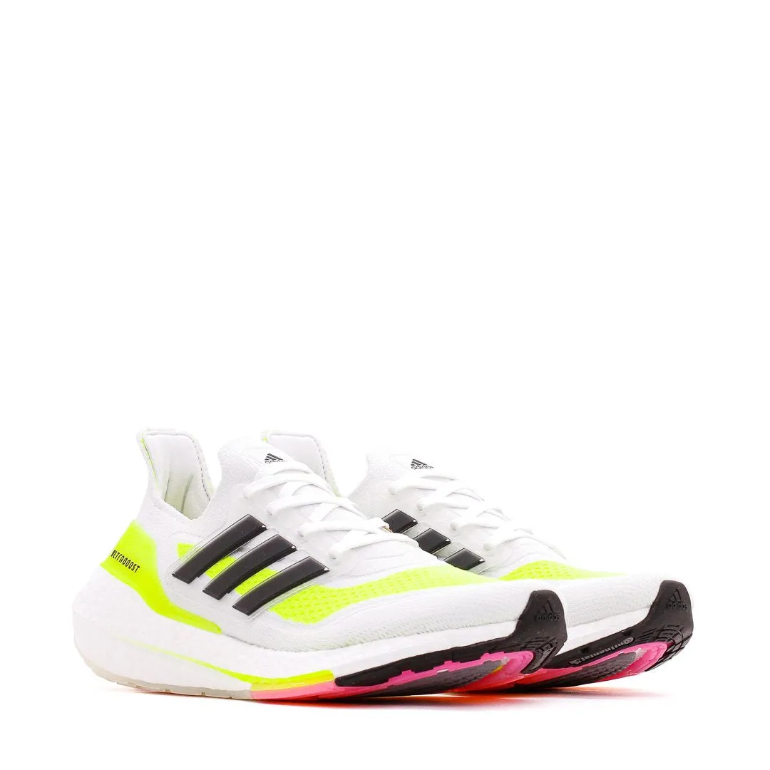Strong Step ergonomic Adidas Running Women Ultraboost 21 White Black Yellow FY0401