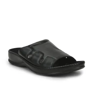 Comfort Tongue slow walk Coolers Black Casual Slippers For Men META-2 By Liberty