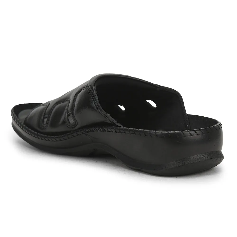 Coolers Black Casual Slippers For Men META-2 By Liberty Comfort Soles Professional Style