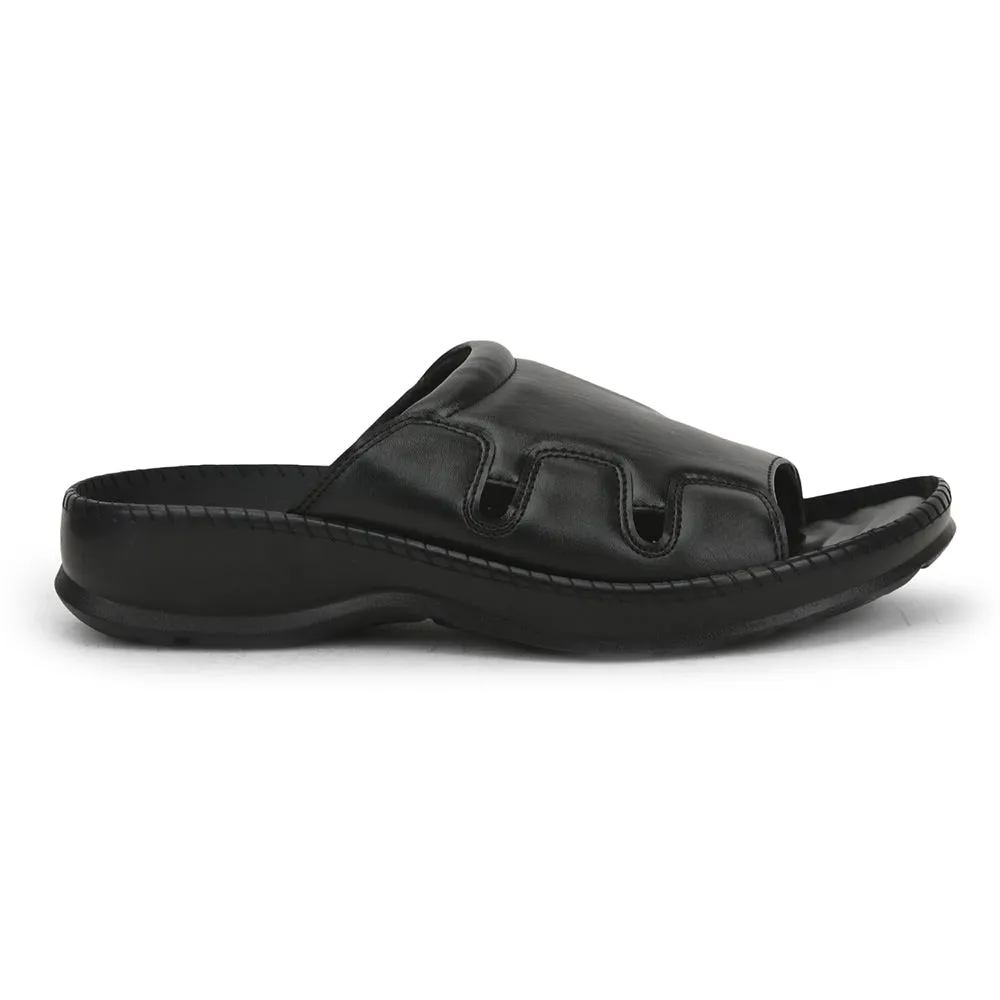 Coolers Black Casual Slippers For Men META-2 By Liberty Every Step Grab Shade