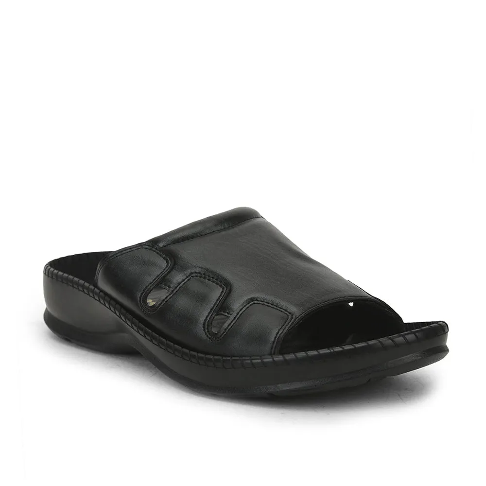 Comfort Tongue slow walk Coolers Black Casual Slippers For Men META-2 By Liberty