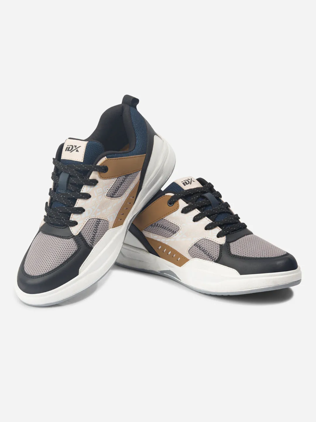 Men's Colourblocked Grey Lace Up Sneakers (IX6015) Travel Ready