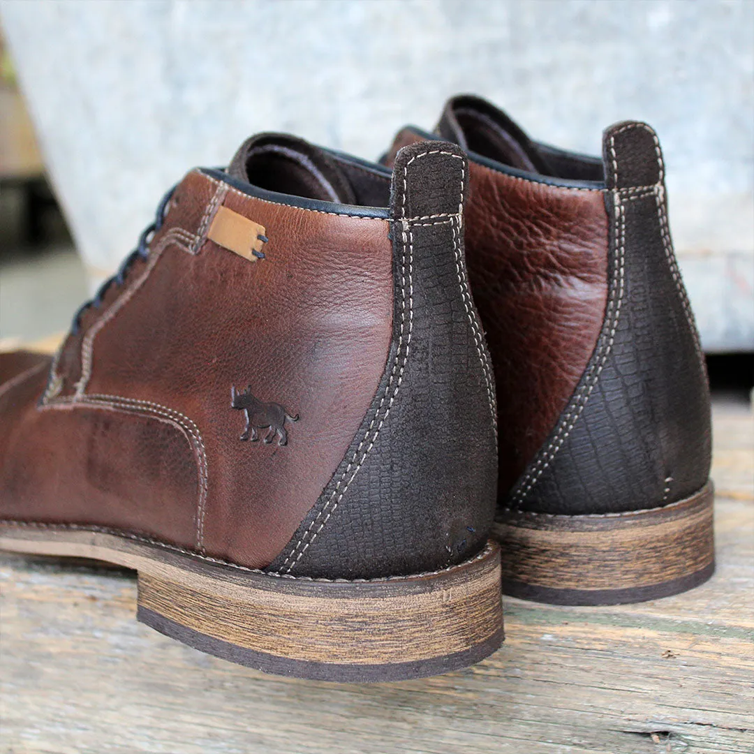 Quality Wear Cheeta Lace Up Boots Dark Brown