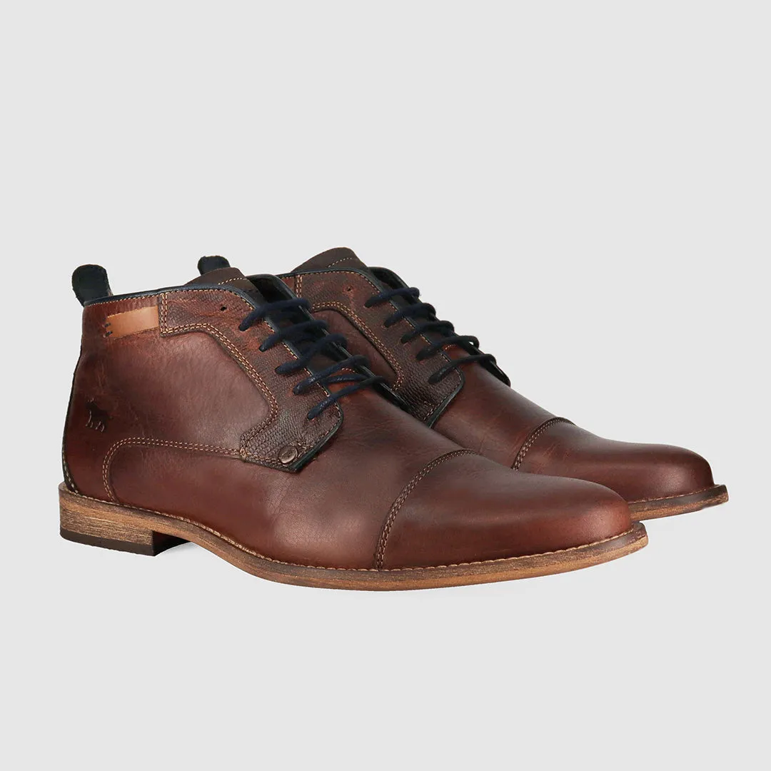 Soft Sole Wedding Mode Cheeta Lace Up Boots Dark Brown