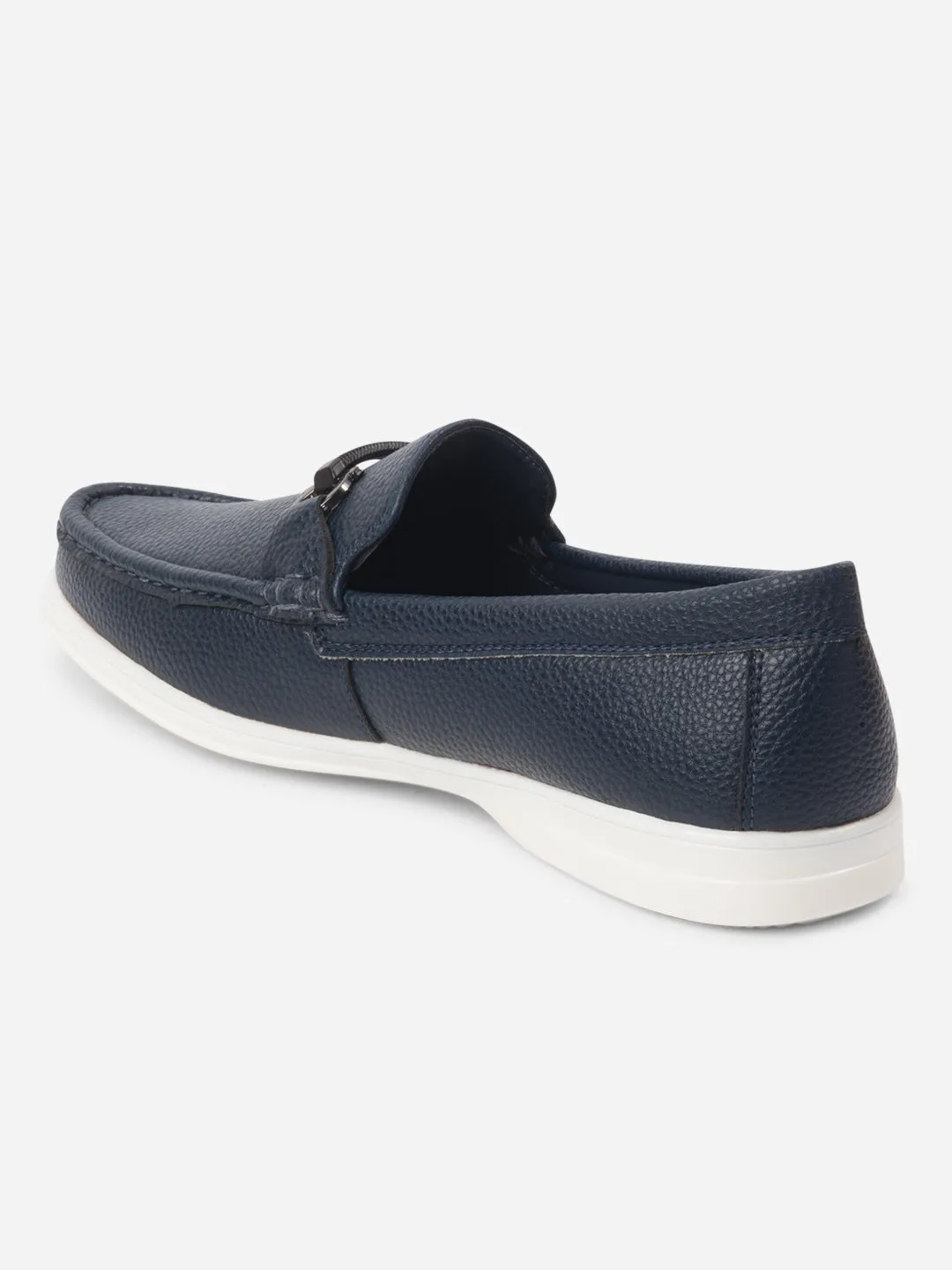 Durable Build Trail Running Strong Step Men's Navy Moc Toe Casual Loafer (IX4107)