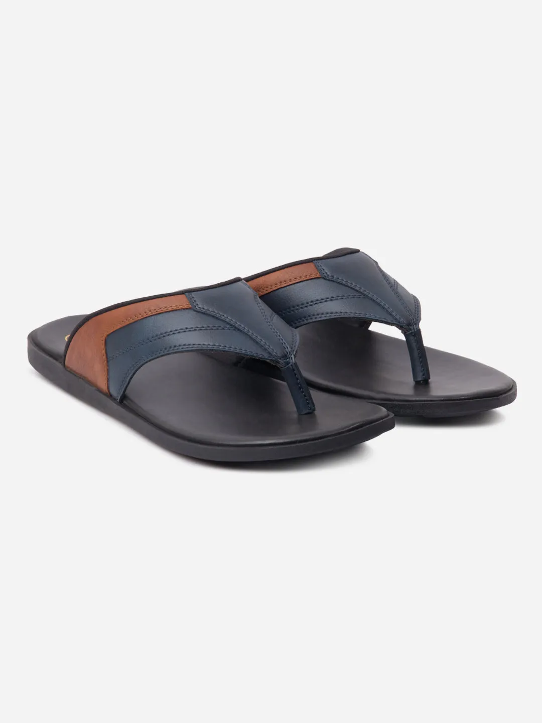 Molded Insole Men's Navy/Tan Thong Style Sandal (IX5015)