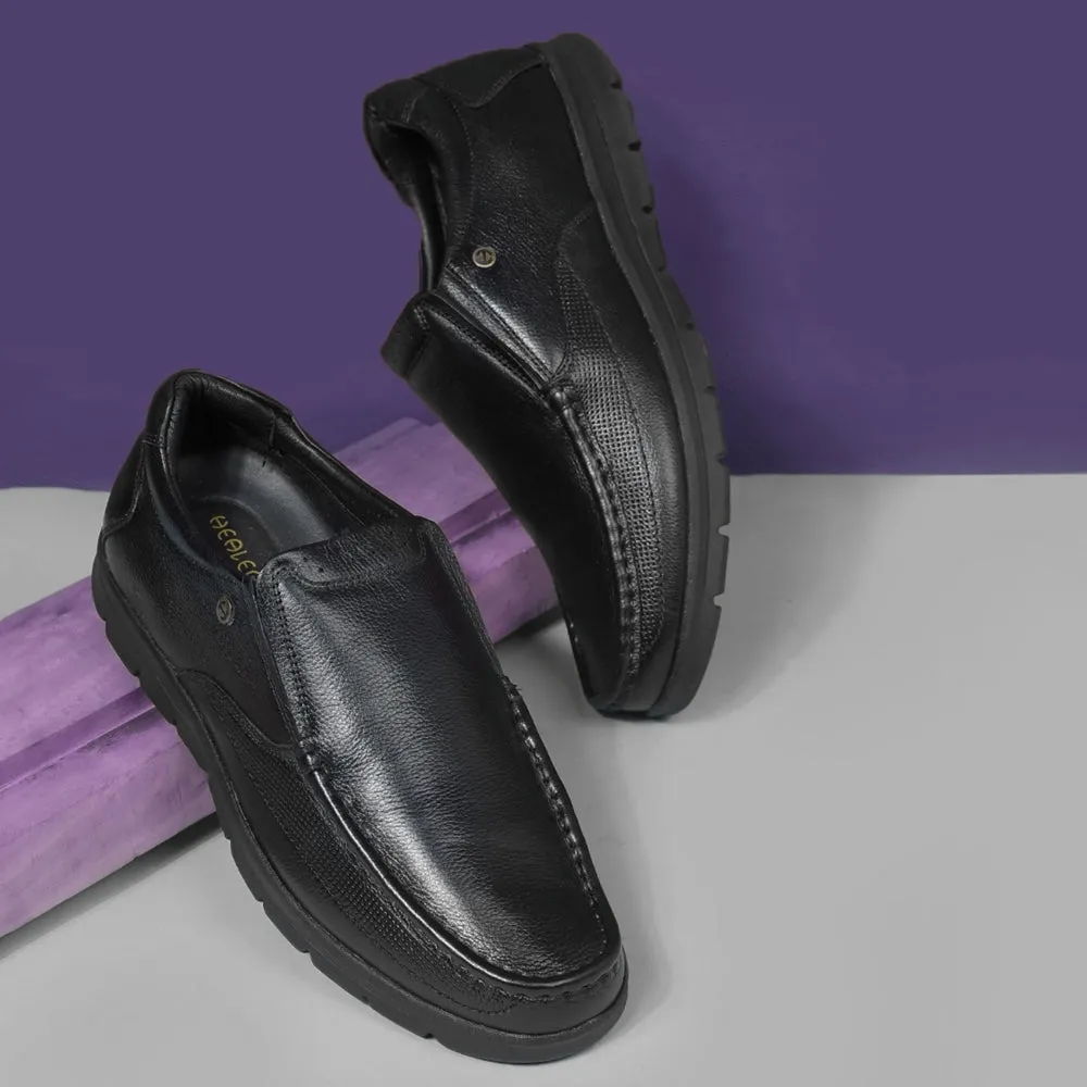 Healers Black Formal Non Lacing Moccasin For Men OSL-22 By Liberty Camera Fit