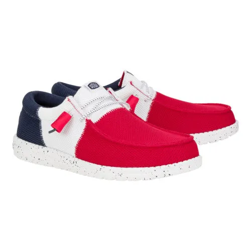 White Clean Wally Tri Varsity Mesh - Red/Navy