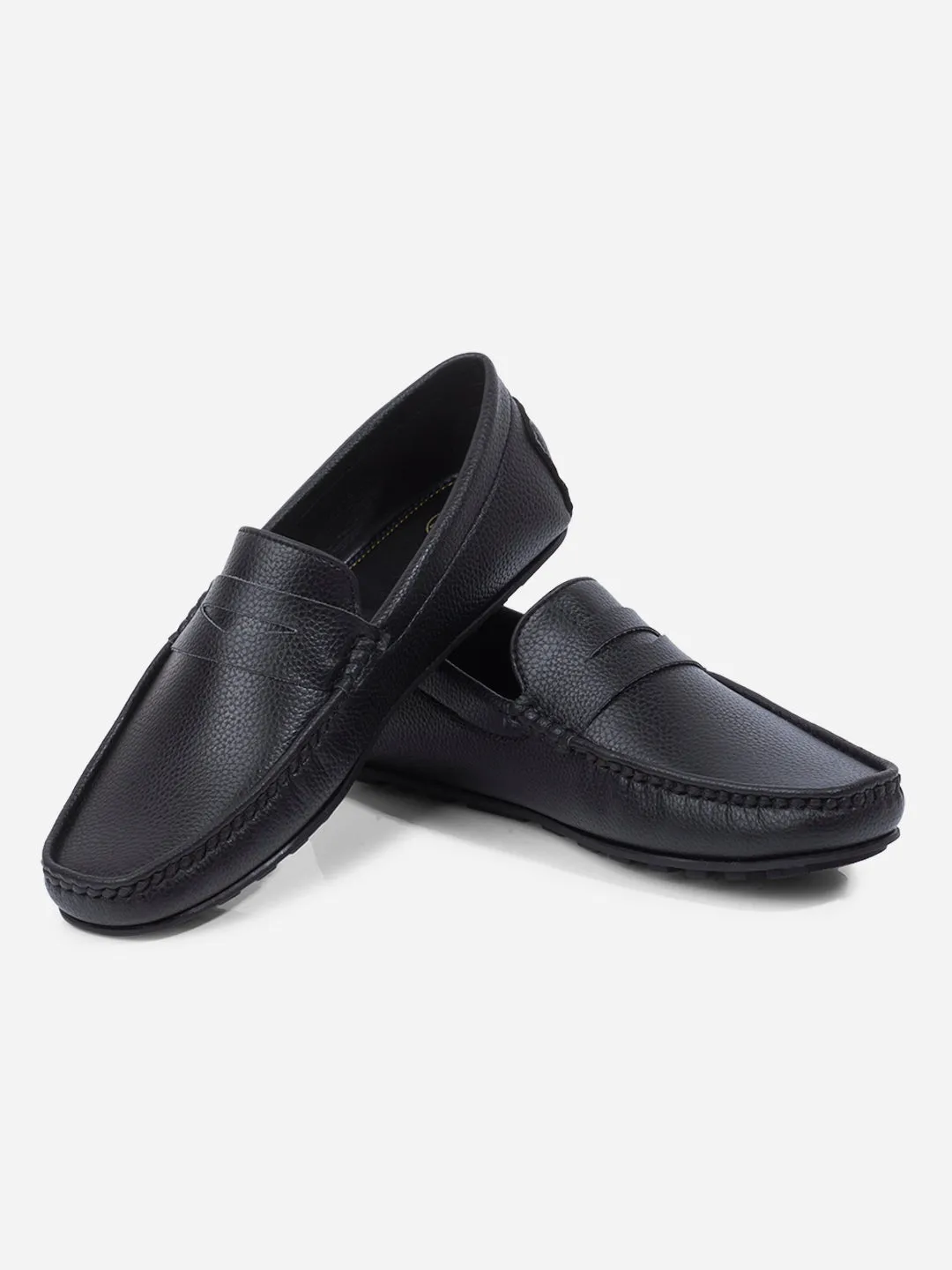 Men's Black Moc Toe Casual Loafer (IX4110) Curve Hug
