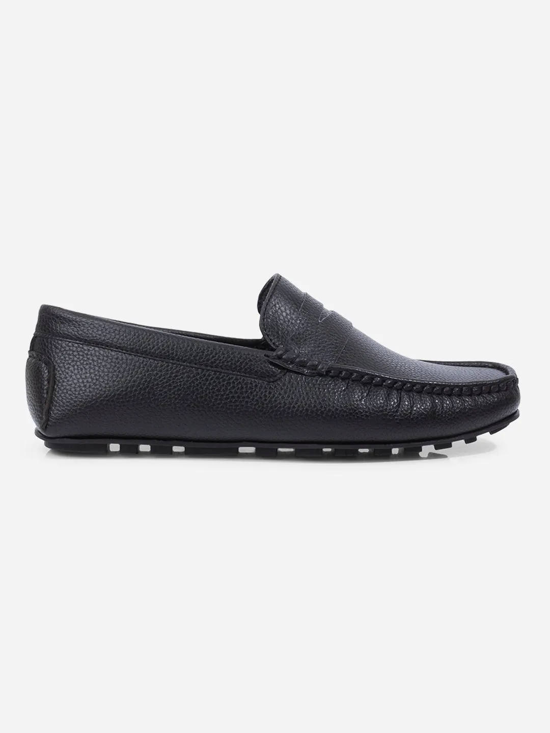 Men's Black Moc Toe Casual Loafer (IX4110) Petite Fit