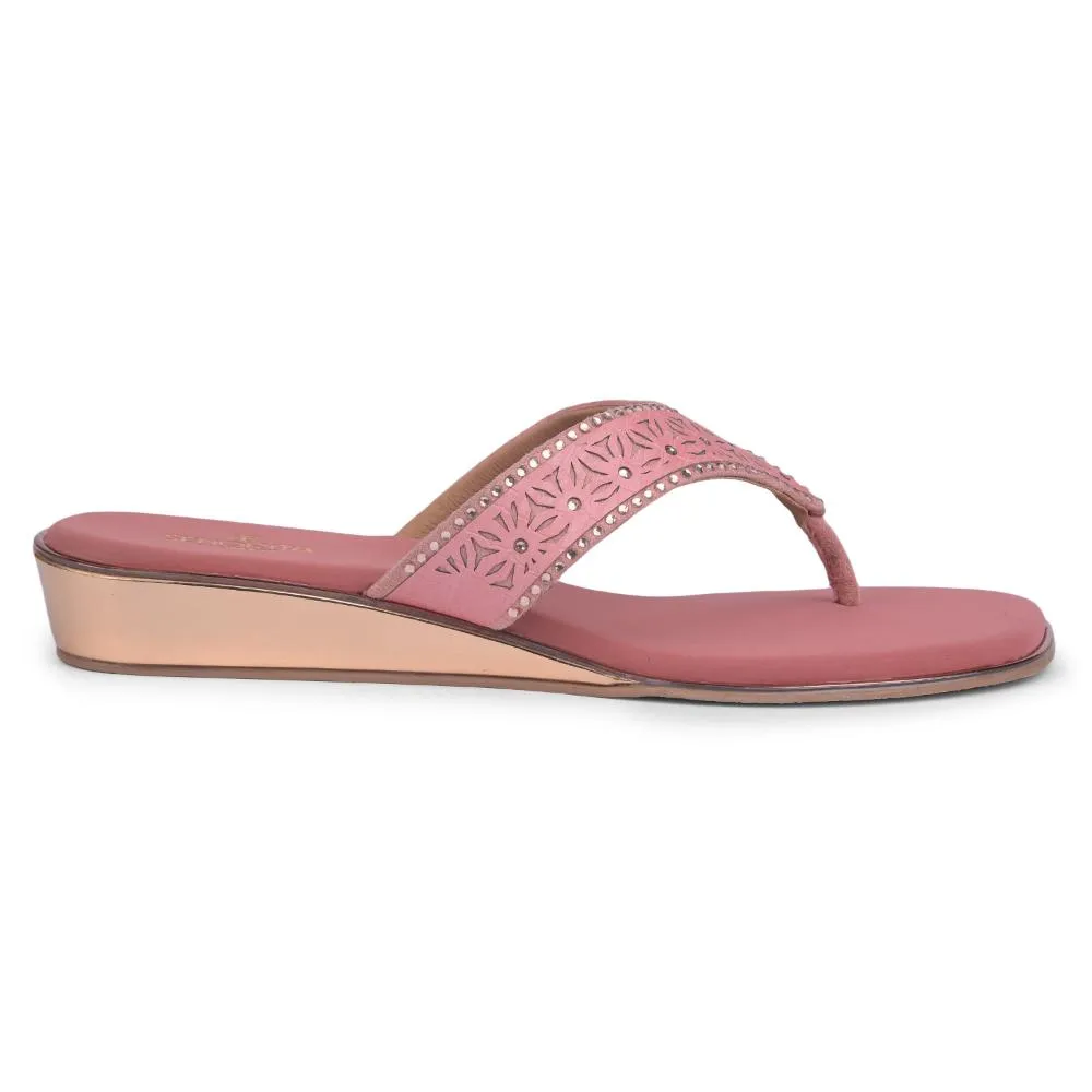 easy move Senorita Casual Peach Flat Slippers For Women STY-49E By Liberty