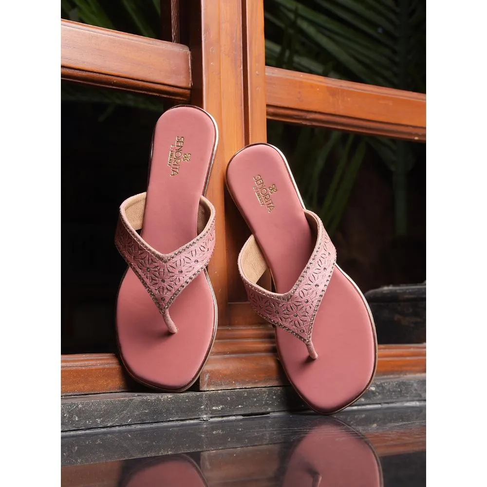 Senorita Casual Peach Flat Slippers For Women STY-49E By Liberty Stage Pop