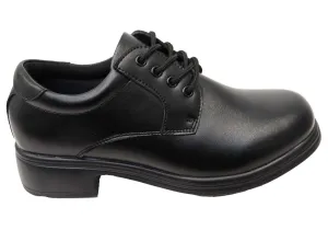 Grosby Ellery Womens Leather Lace Up School Shoes Durable Construction Stretchable Material