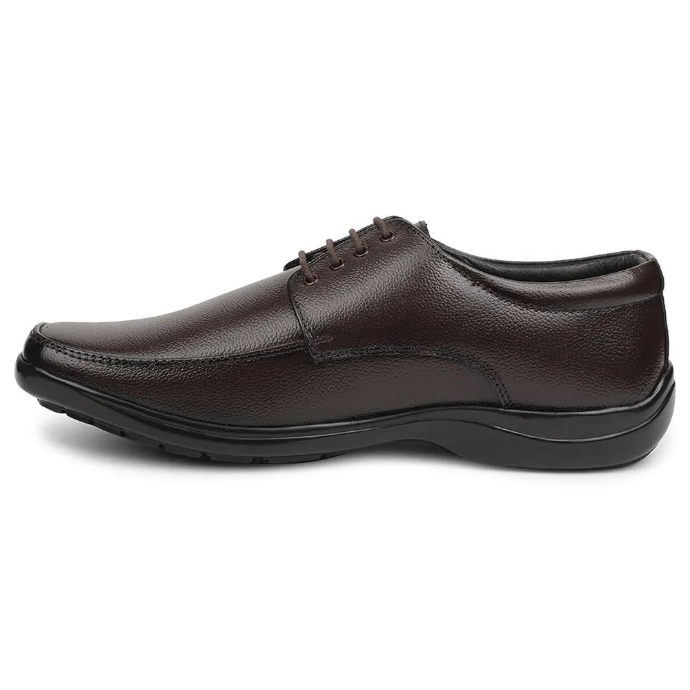 Fortune Brown Formal Lacing Derby Shoes For Men REL-1 By Liberty Sturdy Build Anti Slip