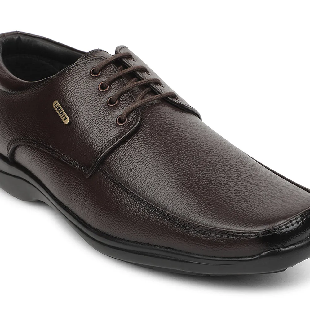 Fortune Brown Formal Lacing Derby Shoes For Men REL-1 By Liberty Show Shade Metal Accents