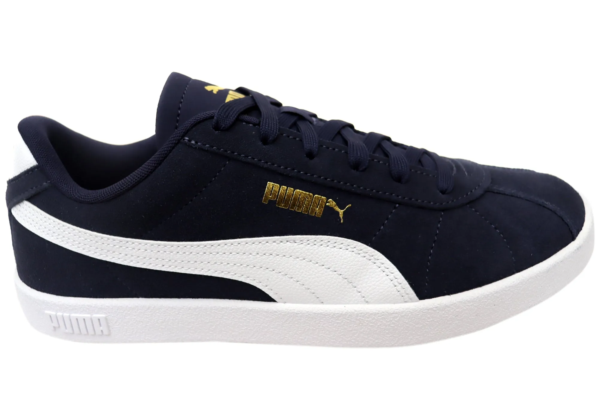 forest hike Puma Mens Club II Comfortable Leather Lace Up Sneakers