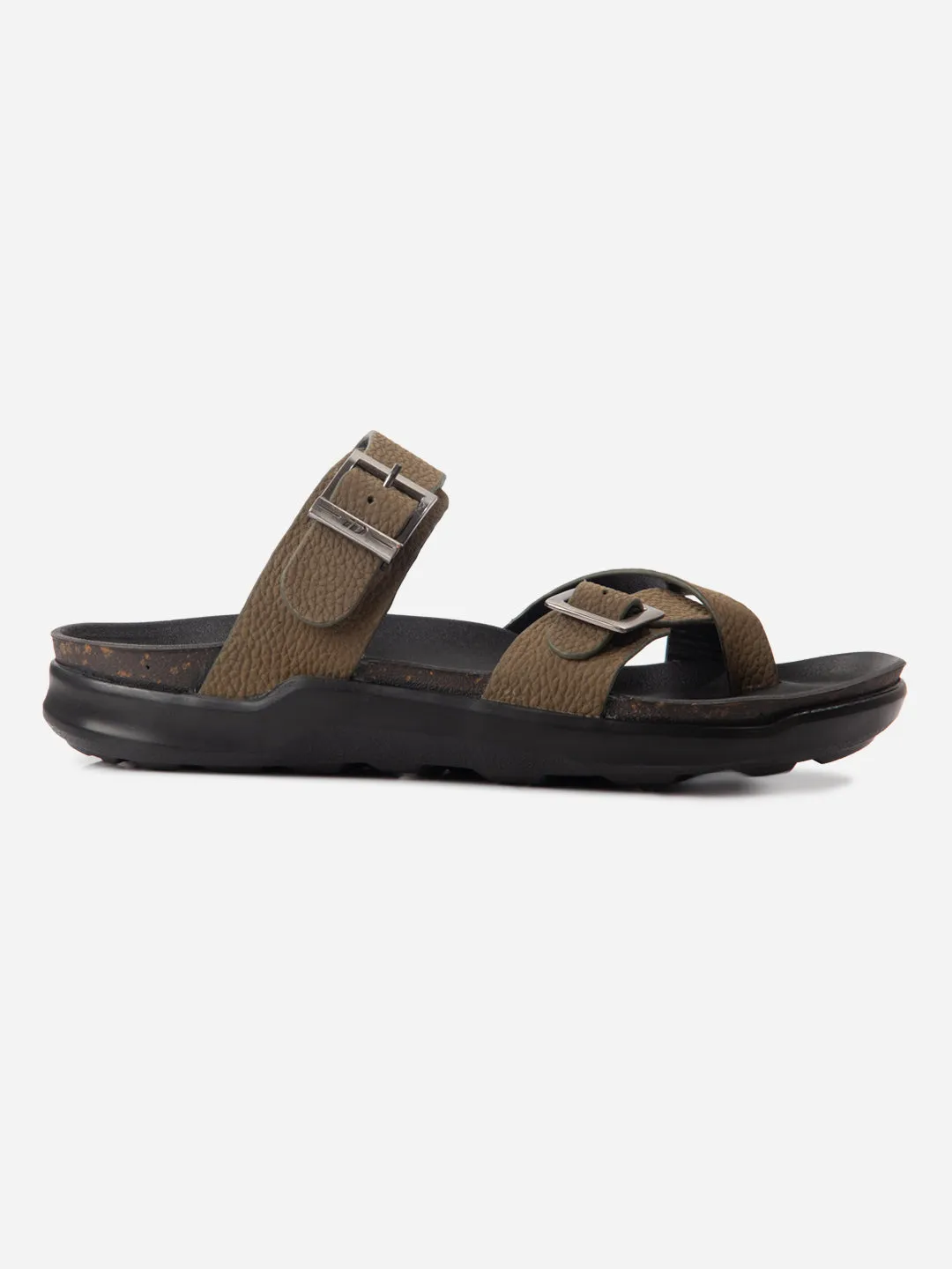 Men's Olive Strap Sandals (ID4270) Ventilation holes Concert Mood