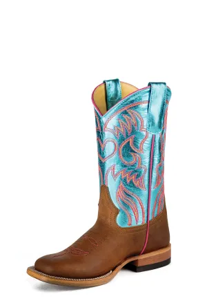 Macie Bean Turquoise Honey Crazyhorse Children's Boot Soft Interior Elastic laces