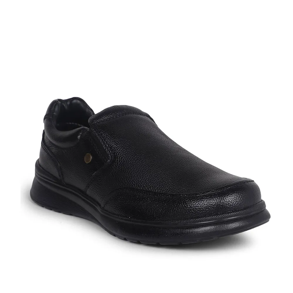 Soft Flex Korean Sleek Fortune Black Formal Non Lacing Shoes For Men DEOX-1E By Liberty