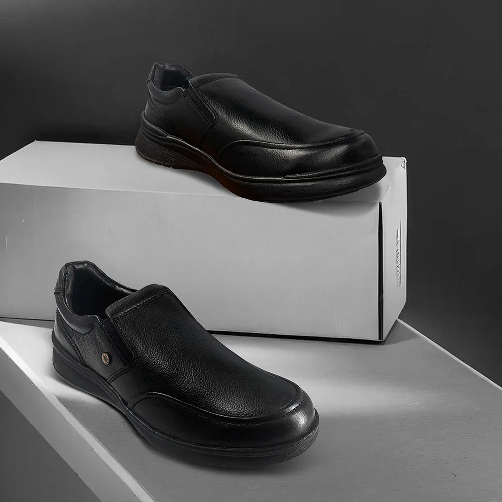 Fortune Black Formal Non Lacing Shoes For Men DEOX-1E By Liberty Office Meeting Retro Edge