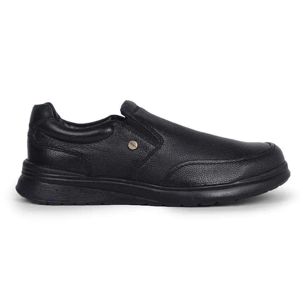 Confidence Fit Fortune Black Formal Non Lacing Shoes For Men DEOX-1E By Liberty