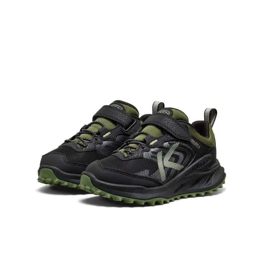 Comfortable Footbed Little Kids' Zionic Waterproof Shoe  |  Black/Bronze Green