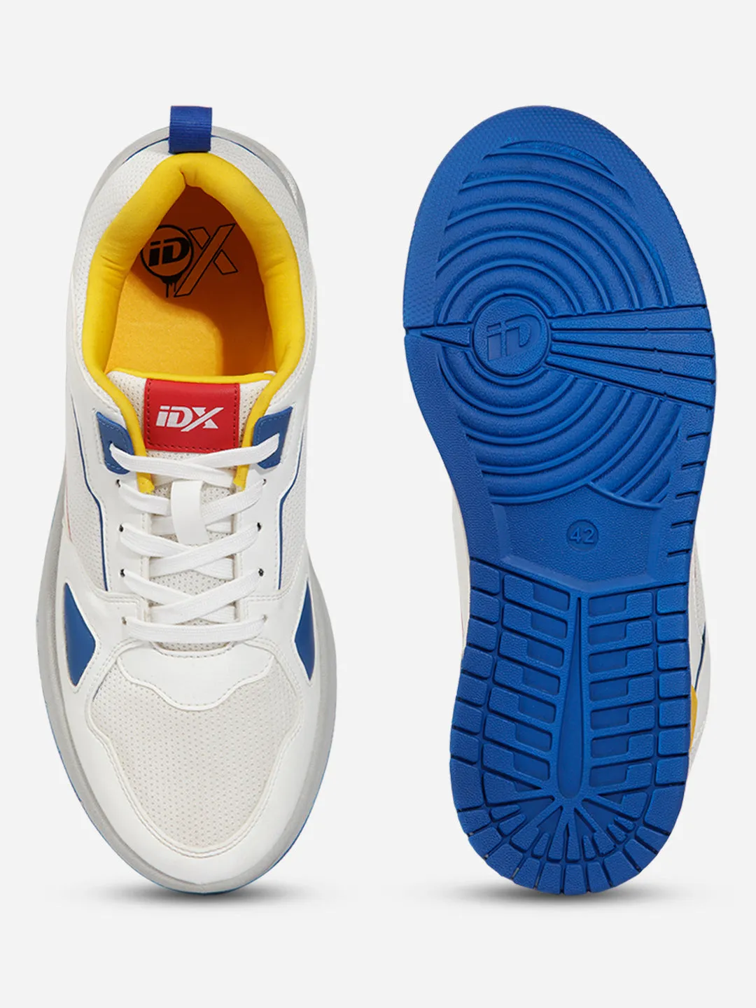Easy to Wear Men's White Blue Lace Up Sneakers (IX6011)