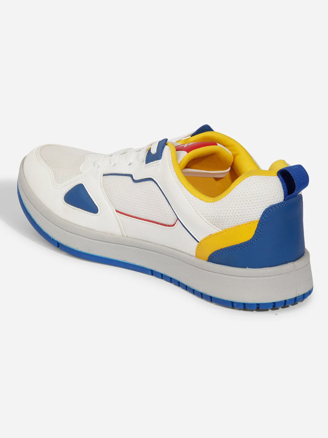 Every Walk Comfort sole Men's White Blue Lace Up Sneakers (IX6011)