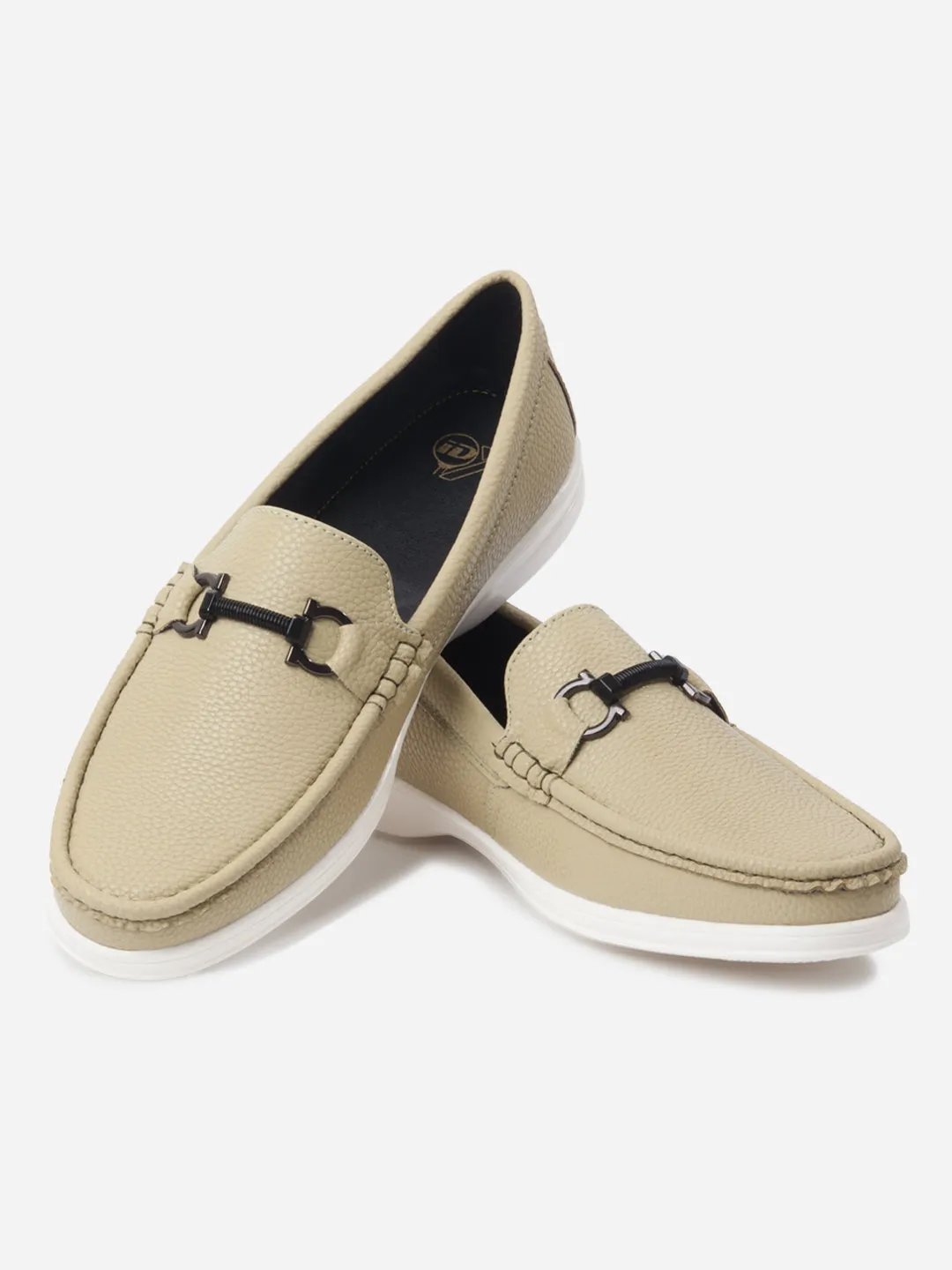 Men's Green Moc Toe Casual Loafer (IX4107) Supportive Core All Ages Gloss Finish