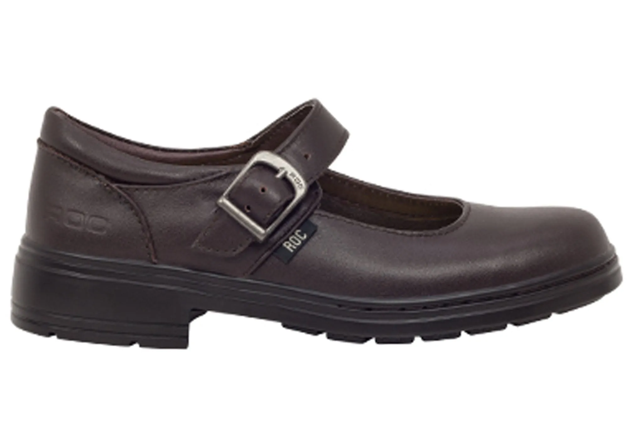 Mesh kids' shoes Adjustable - strap kids' shoes ROC Lara Junior Younger Girls/Kids Brown School Shoes