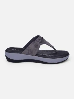 Women's Grey Thong Sandals (IU6003) Great Comfort Breathable Lining