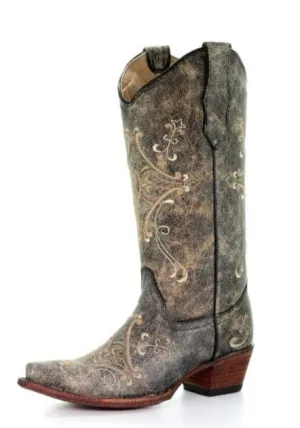 Ultra Comfort Circle G Brown Crackle Bone Embroidered Ladies' Boot