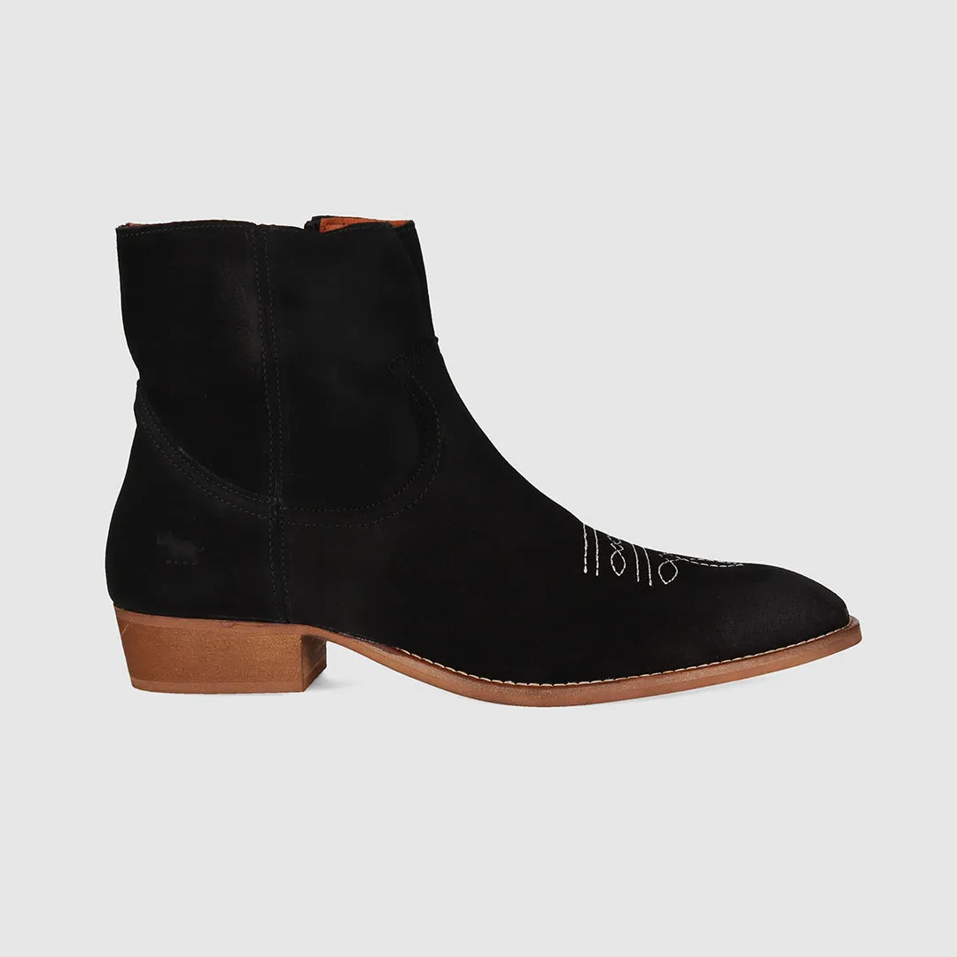 Ziggy Chelsea Boot Black Suede Structured Fit