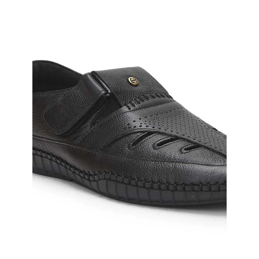 Leather Lining Legacy Fit Healers Black Casual Buckle Sandal For Men JPL-205 By Liberty