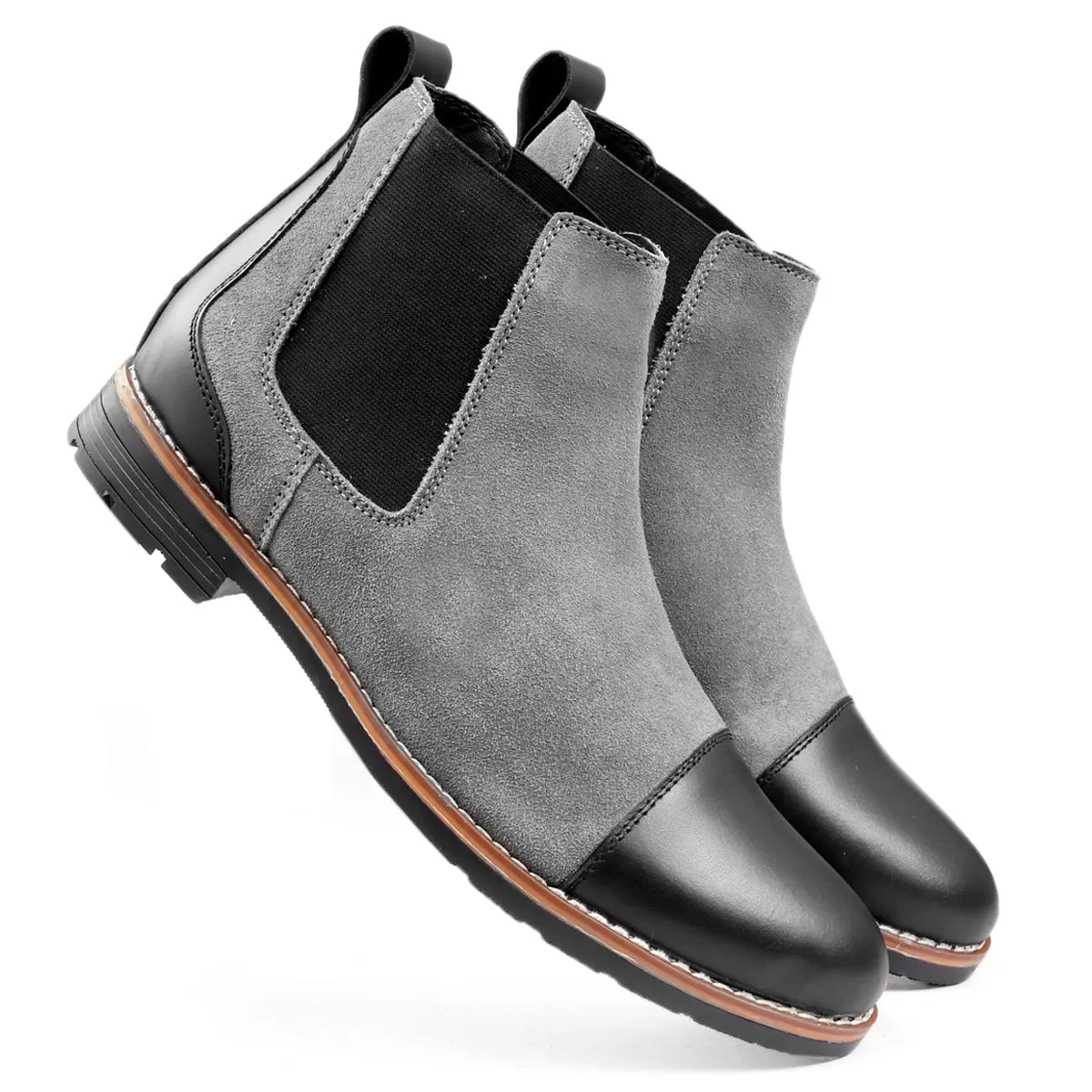 Bacca Bucci Genuine Smooth Leather Suede Boots | Chelsea Boots high end Urban Fashion Supportive Core Fitness Training